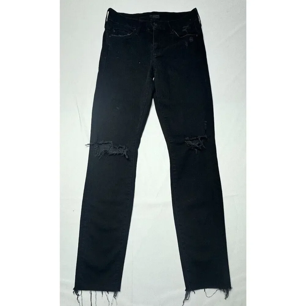 Mother Women's Black Looker Ankle Fray Denim Jeans - Size 24x27*